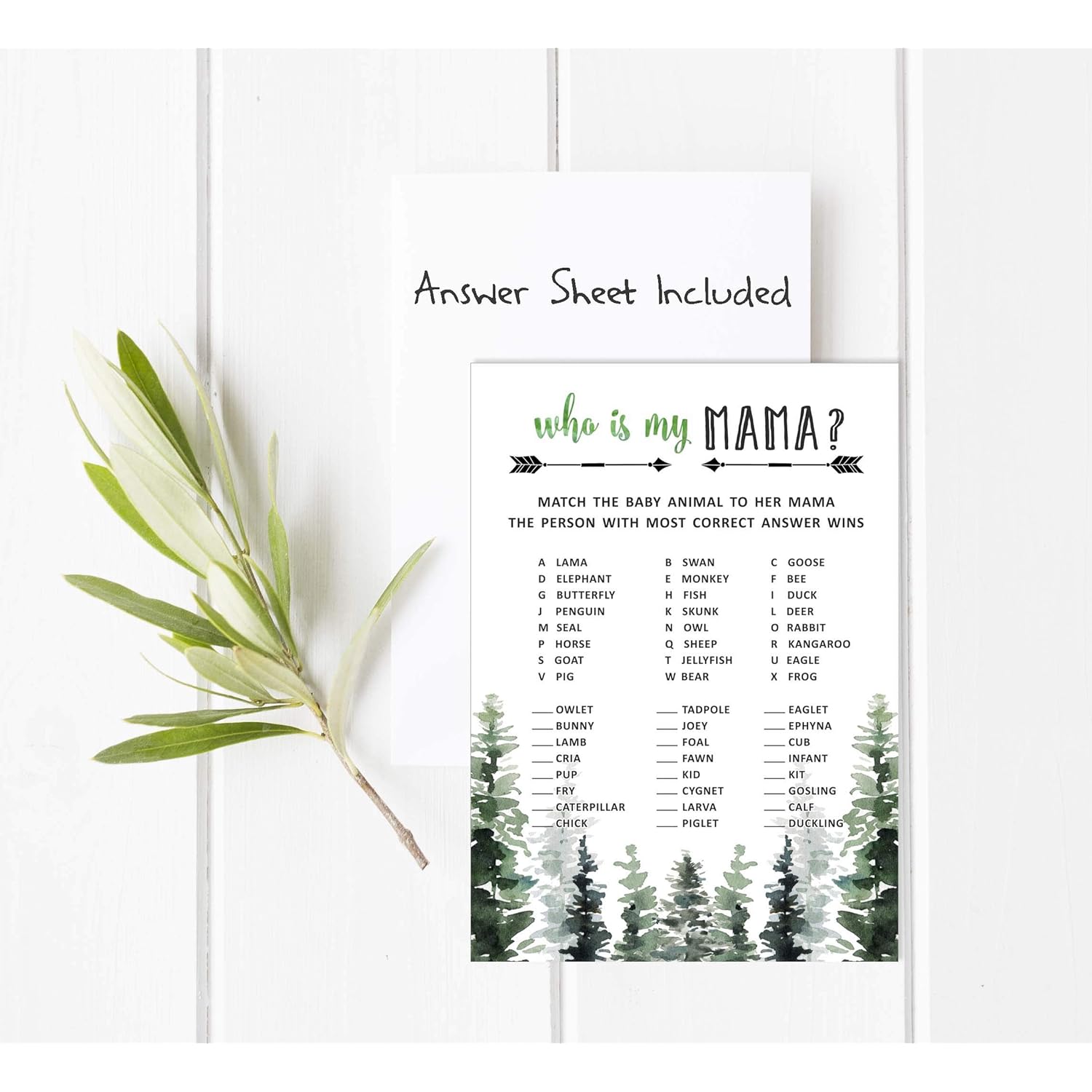 My Mommy Name Activity Cards Greenery Baby Shower 50 Sheets Who Is My Mommy Greatest Adventure Baby Shower Game