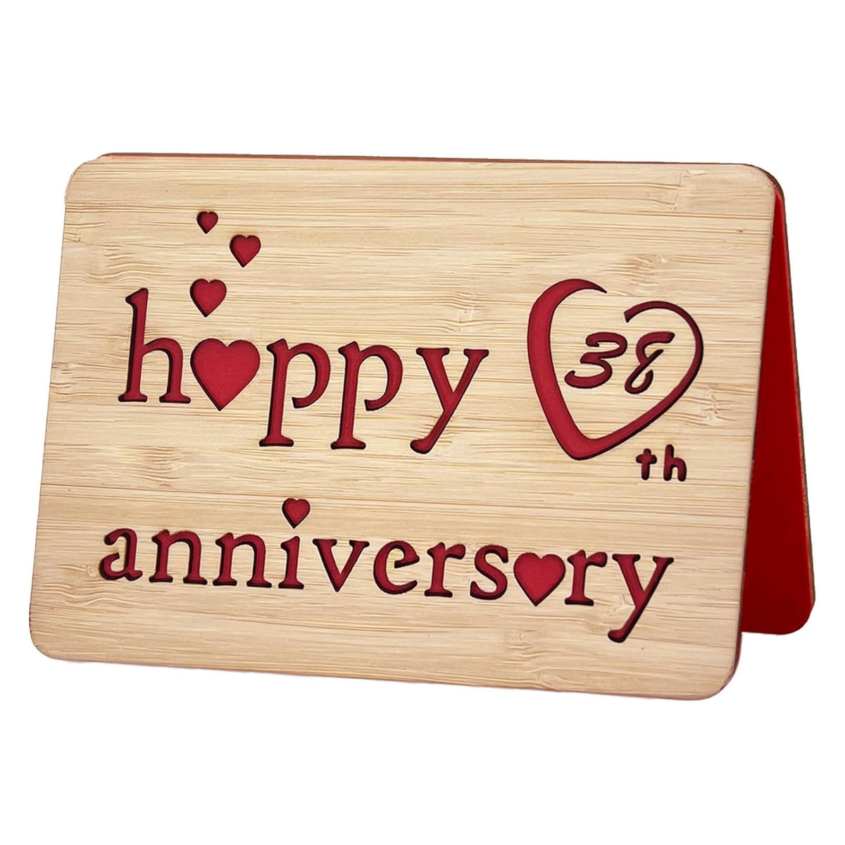 Wooden 38Th Anniversary Card,Handmade Wedding Anniversary Greeting Cards,38Th Anniversary Card For Her,Him,Husband,Wife