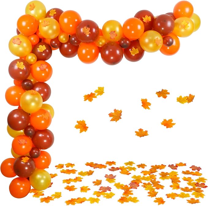 207Pcs Fall Balloon Garland Kit Autumn Maple Leaves Thanksgiving Baby Shower Decor