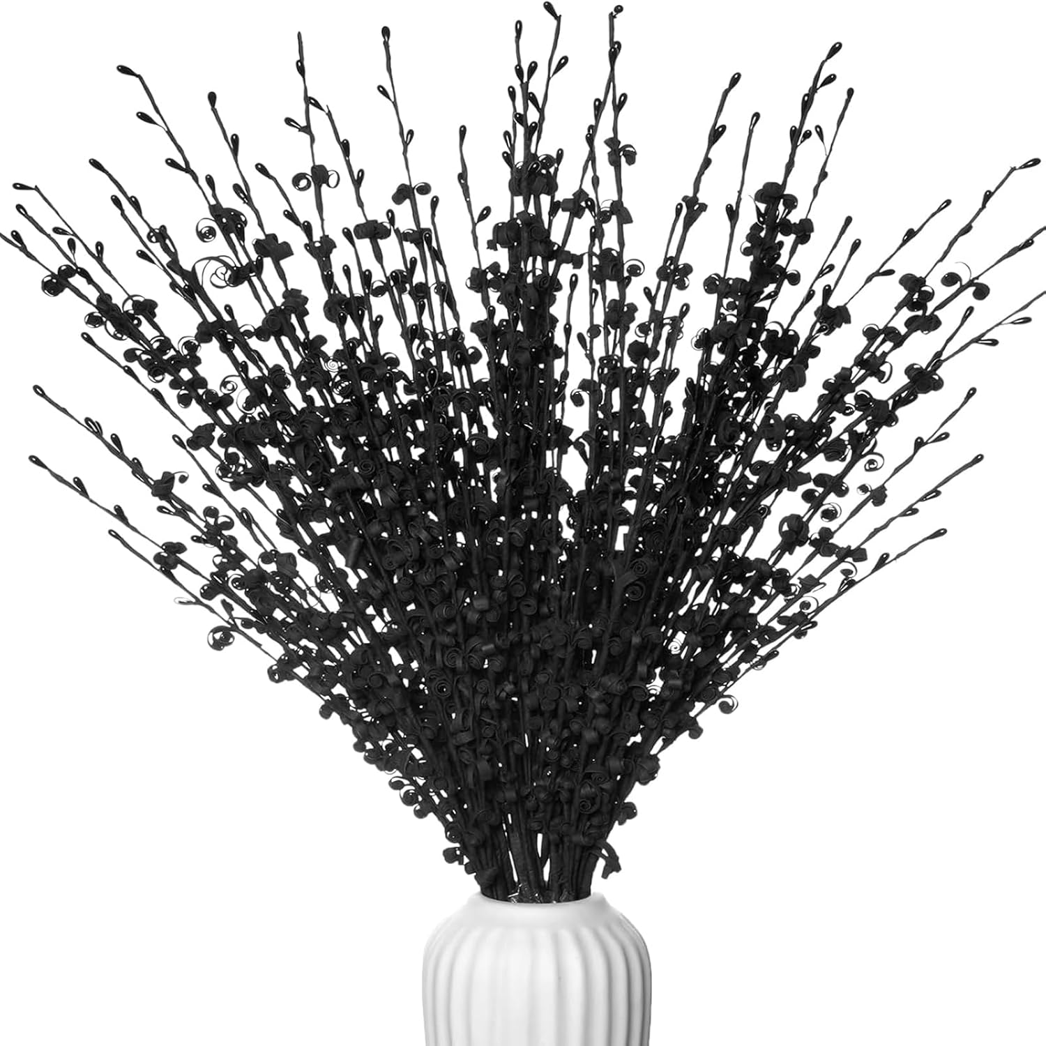 10Pcs Long Stem Thanksgiving Flowers Jasmine Black Flowers Artificial, 29.5"/75Cm Faux Jasmine Bouquet For Wedding Modern Gothic Home Party Fall Harvest Decoration