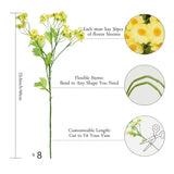 Artificial Daisy Flowers 8-Pack Fake Chamomile Bouquet - Realistic Floral Home Decor For Living Room, Bedroom, Wedding Silk Lifelike Flowers(Long Yellow)