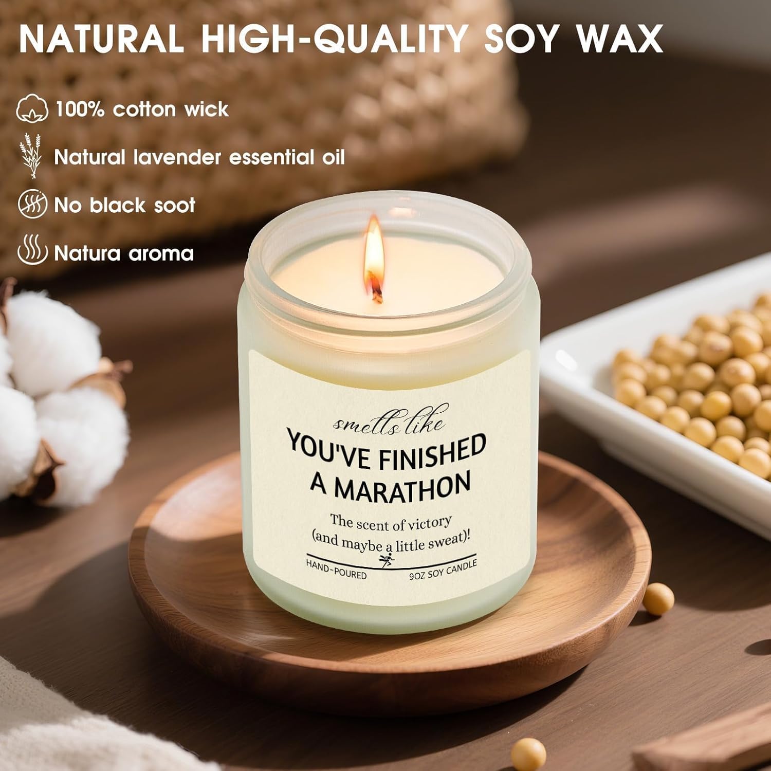 Cool Marathon Gifts For Runners Women, Half Marathon Essentials, Runner Gifts For Track And Field, Gym Gift For Women, Men, Chrismas Lavender Scented Candle With Gift Box