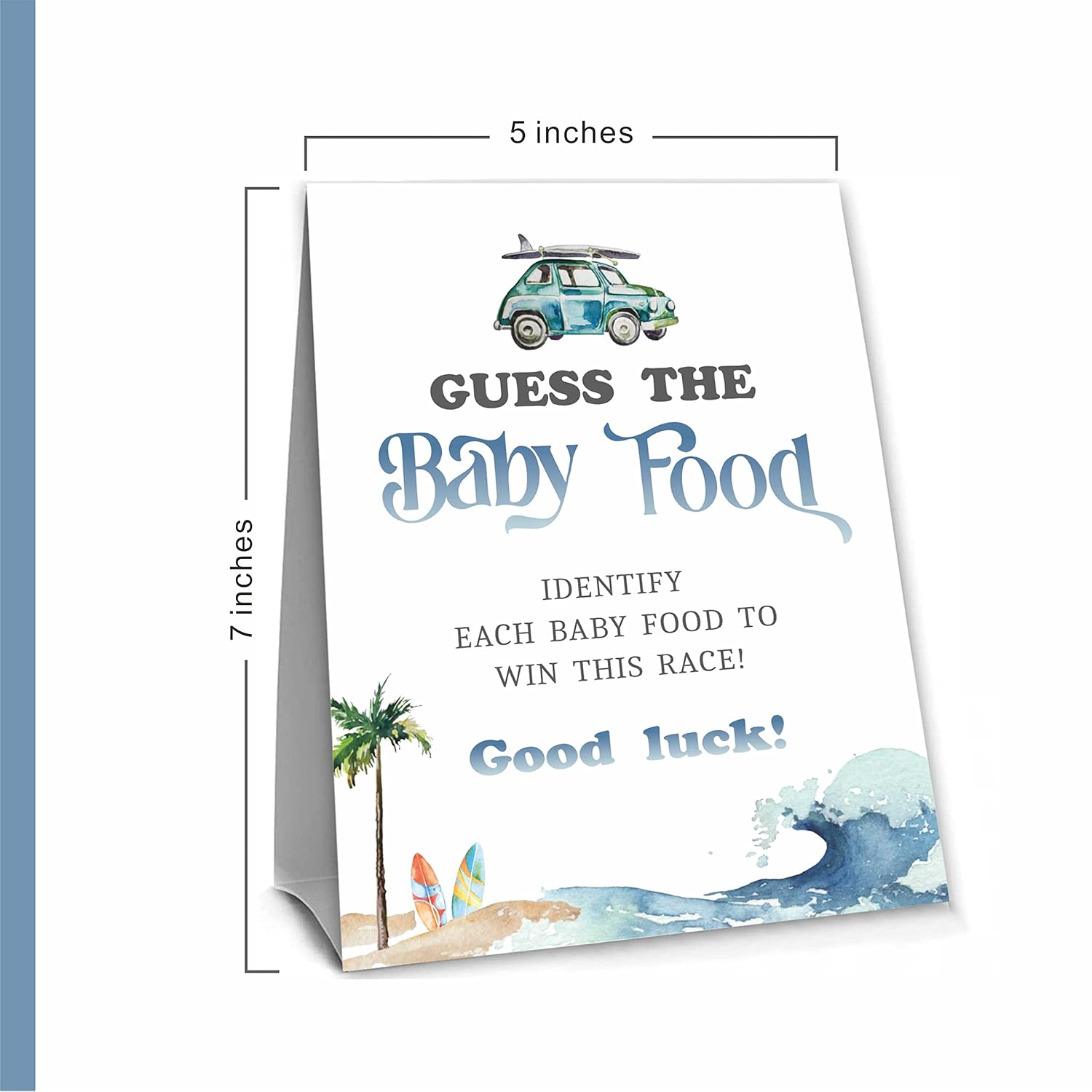 Baby On Board Guess The Baby Food Party Game, Surf Beach Theme Baby Shower Game Kit,1 Standing Sign, 20 Answer Cards &6 Number Cards, Surfing Baby Shower Decorations,Party Favor And Supplies Swlk-B08
