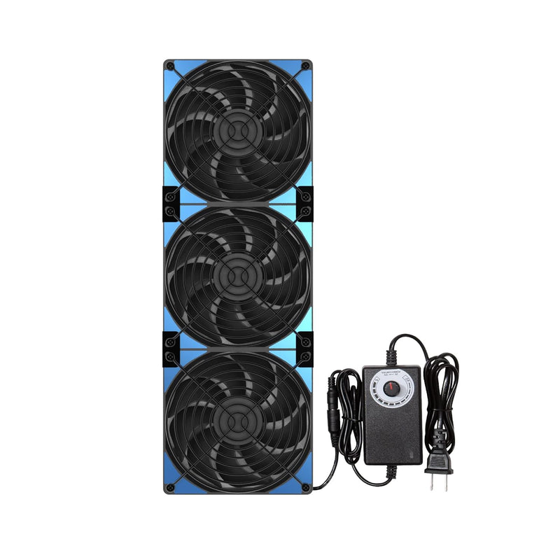 120Mmx3 360Mm Adjustable Computer Pc Vent Fans With Ac Plug 3-12V Speed Contro