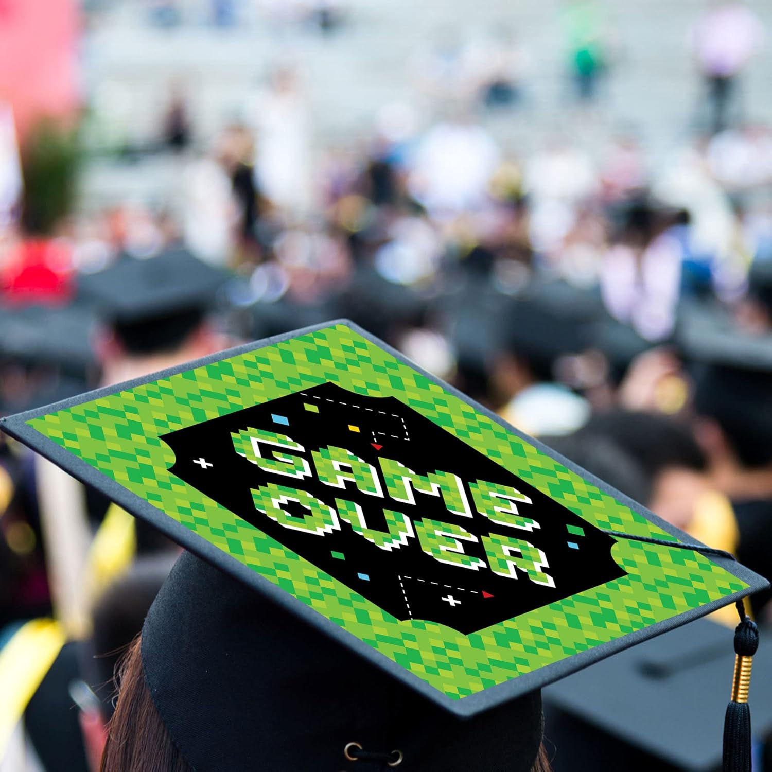 Big Dot of Happiness Game Over - Video Game Graduation Cap Decorations Kit - Grad Cap Cover