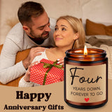 4 Year Anniversary Candle Gifts For Him Her Husband Wife Boyfriend Girlfriend, 4Th Anniversary Couples Gifts Ideas, 4Th Wedding Anniv. Happy Presents For Couple, Happy Fourth Year Anniv.