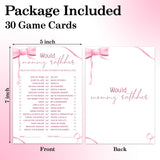 Pink Bow Baby Shower Games, Would Mommy Rather Game Cards, 30 Double-Sided Game Cards, Baby Shower Games Activity Gender Reveal Party Supplies -P15