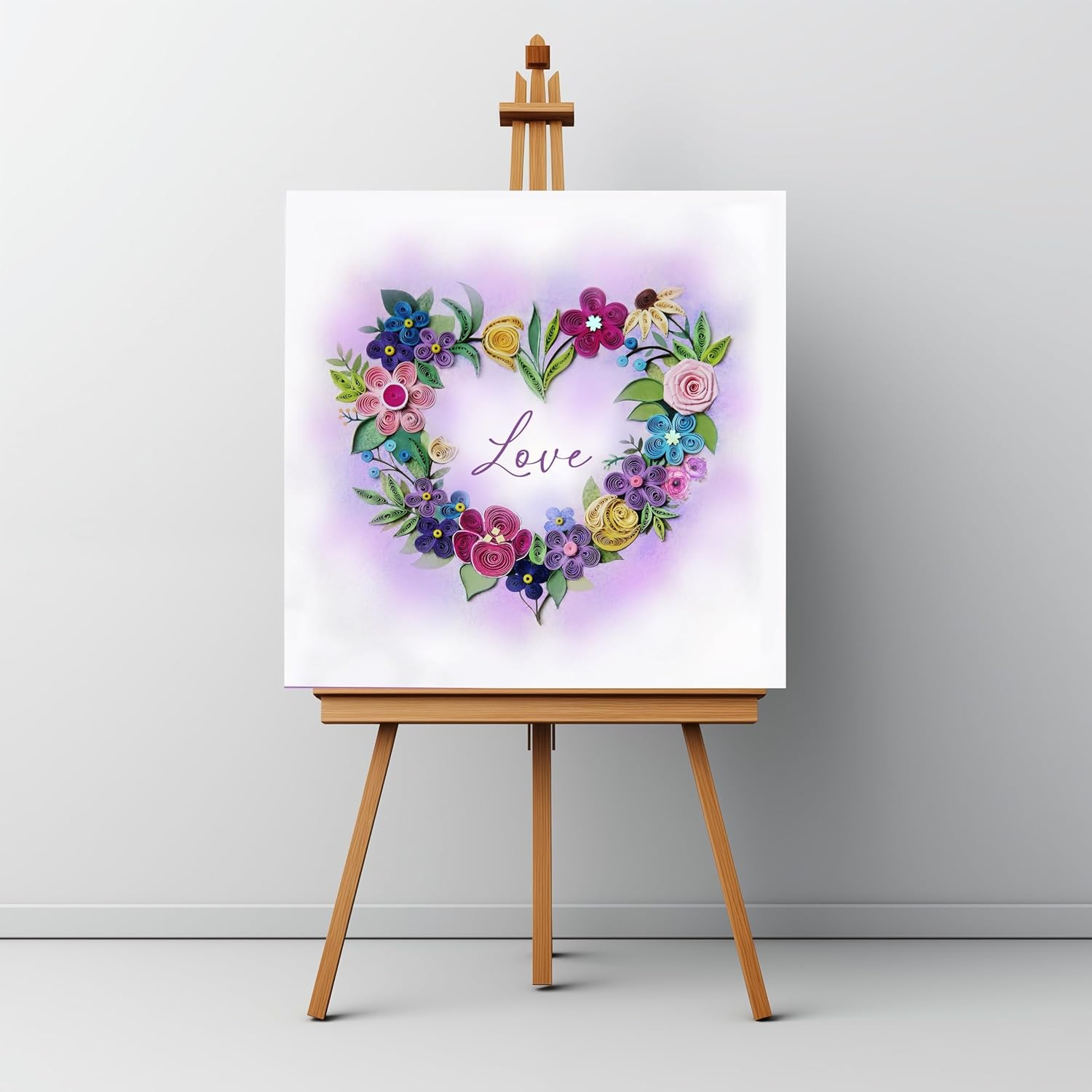 Mother'S Day Card, Colorful Flower Heart Card, Love Greeting Card, Romantic Quilling Quilled Card For Anniversary, Wedding, Valentine, For Mom Dad Couples Parents Friend (Flower Heart)