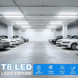 4 Pack 4FT LED Shop Lights 45W 6300LM 5000K V Shape Linkable T8 Fixtures for Garage Workshop