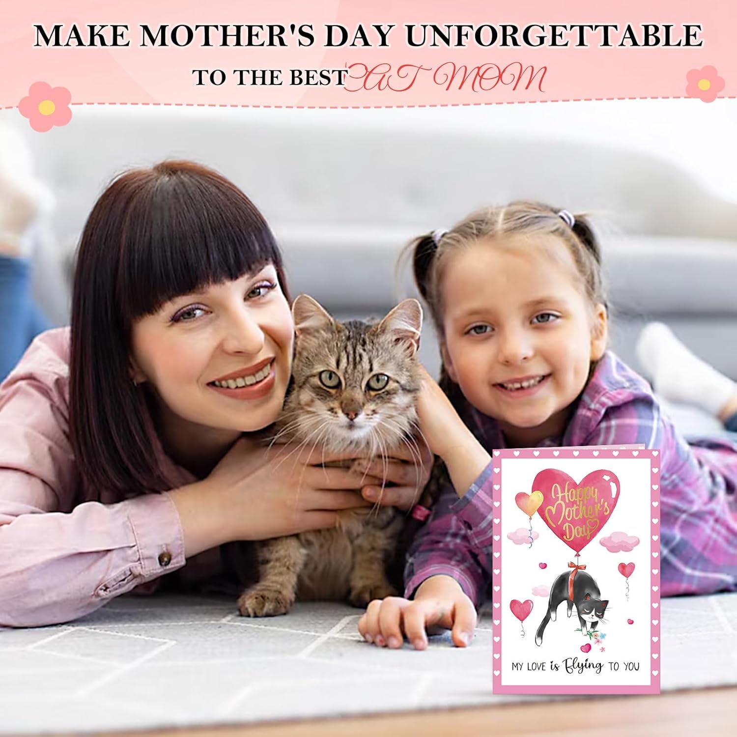 Mothers Day Card From Cat - 5.5"X8" Cat Mom Mothers Day Card Gift With Envelope Balloon Design Funny Gift For Mom From Son Daughter