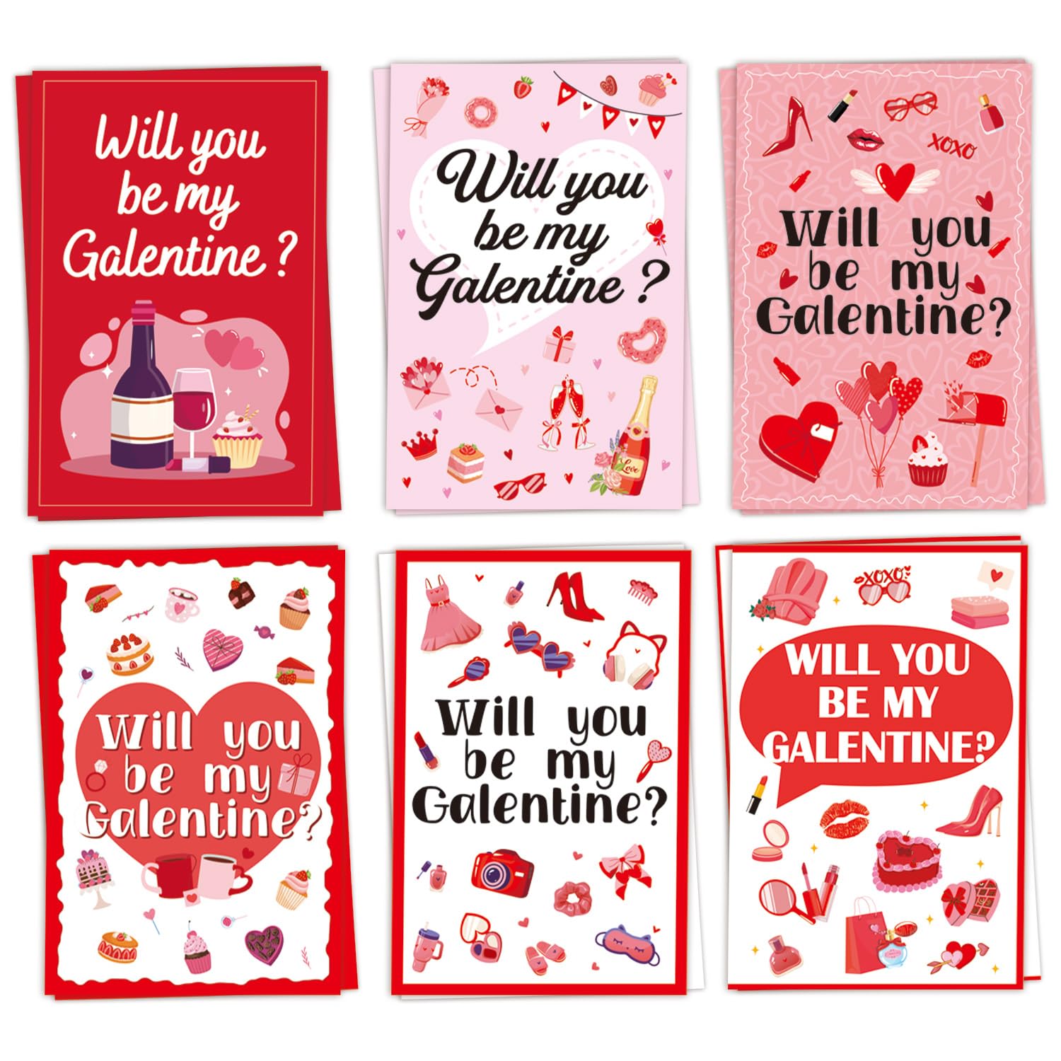 Galentines Day Cards Gifts - 24 Pack Happy Galentines Day Cards With Envelopes And Stickers, Cute Galentine Gifts For Friends Girls Women Her, Party Favors Supplies