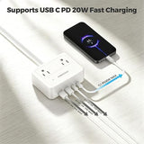 Cruise Power Strip 4 Outlets 4 USB Ports PD 20W Flat Plug White