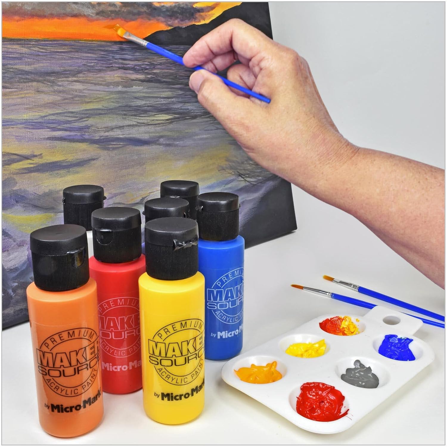 Maker Source Basics Acrylic Paint, 24 count, Multicolor 2oz Bottles
