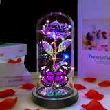 Valentines Rose Glass Flowers Gifts For Her, Galaxy Crystal Light Up Rose In A Glass Dome, Valentines Day Gifts For Wife Mom Girlfriend, Butterfly Birthday Gifts For Women, Purple Presents