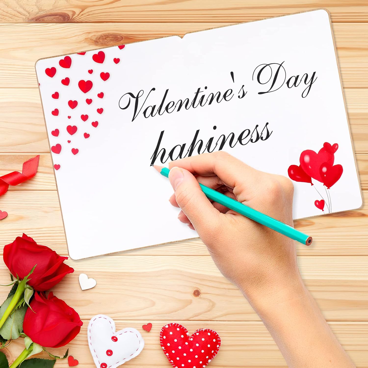 Valentine'S Day Bamboo Wooden Greeting Card(With Envelope), Happy Valentine'S Day Red Love Heart, For Her Him Girlfriend Boyfriend Wife Husband Mum Dad Valentine'S Day Gifts Card