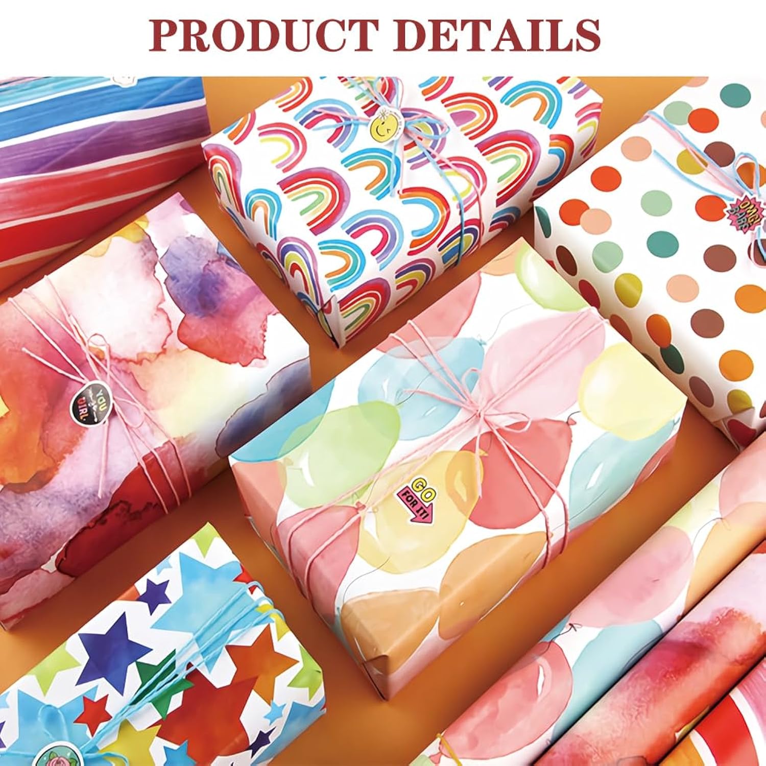 Birthday Wrapping Paper Roll - 17 Inches X 50 Feet - Colorful Balloons Design Birthday Gift Wrap Roll For Boys Girls Kids Women Birthdays, Holiday, Party, Baby Shower, Valentines, Wedding, Christmas