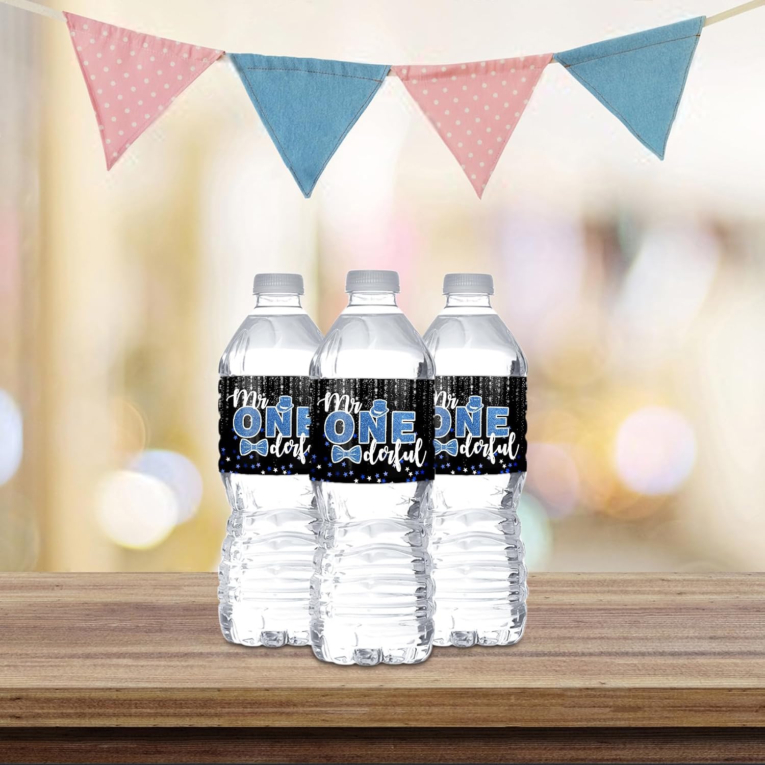 Boy 1St Birthday Water Bottle Stickers - Gender Reveal Bottle Wrappers - It'S A Boy Mr Onederful Bottle Labels Supplies/Baby Shower Party Water Labels Decor Waterproof (Set Of 32)
