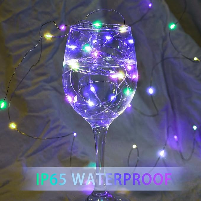 8 Pack Fairy Lights Battery Operated 7FT 20 LED Rainbow Pastel String Lights 3 Modes Waterproof Firefly Lights for Mason Jars Wedding Party Decor