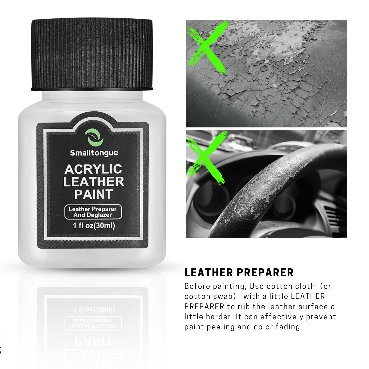14 Original Colors Acrylic Leather Paint Kit For Shoes, Sneaker, Couches, Bags, Car Seat, Acrylic Leather Dye Set With Leather Preparer And Deglazer(Each Bottle 30Ml)