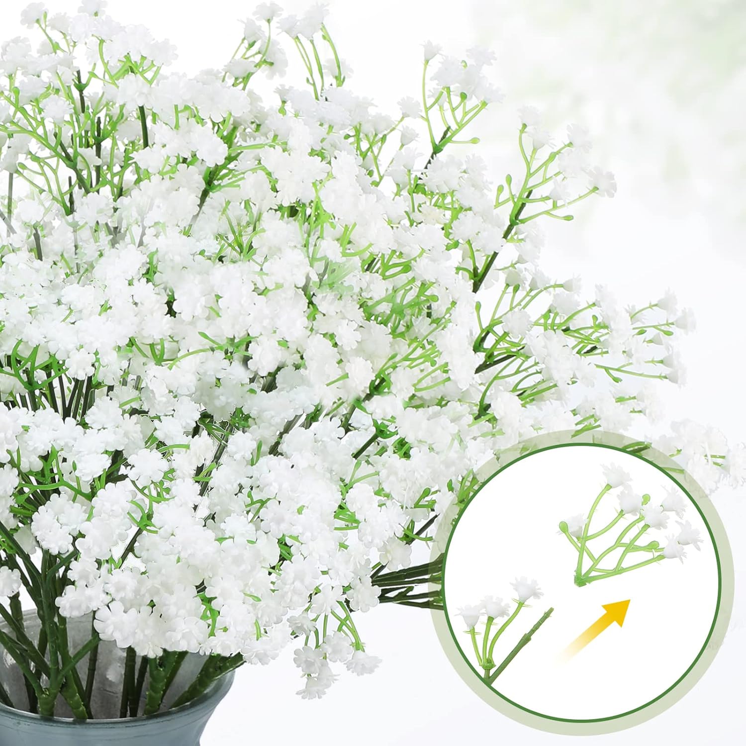 80 Pcs Baby Breath Artificial Flowers Bulk White Artificial Baby Breath Gypsophila Flower 20.8 Inch Real Touch Faux Gypsophila Bouquet Fake Floral Greenery For Wedding Arrangement Party Decor