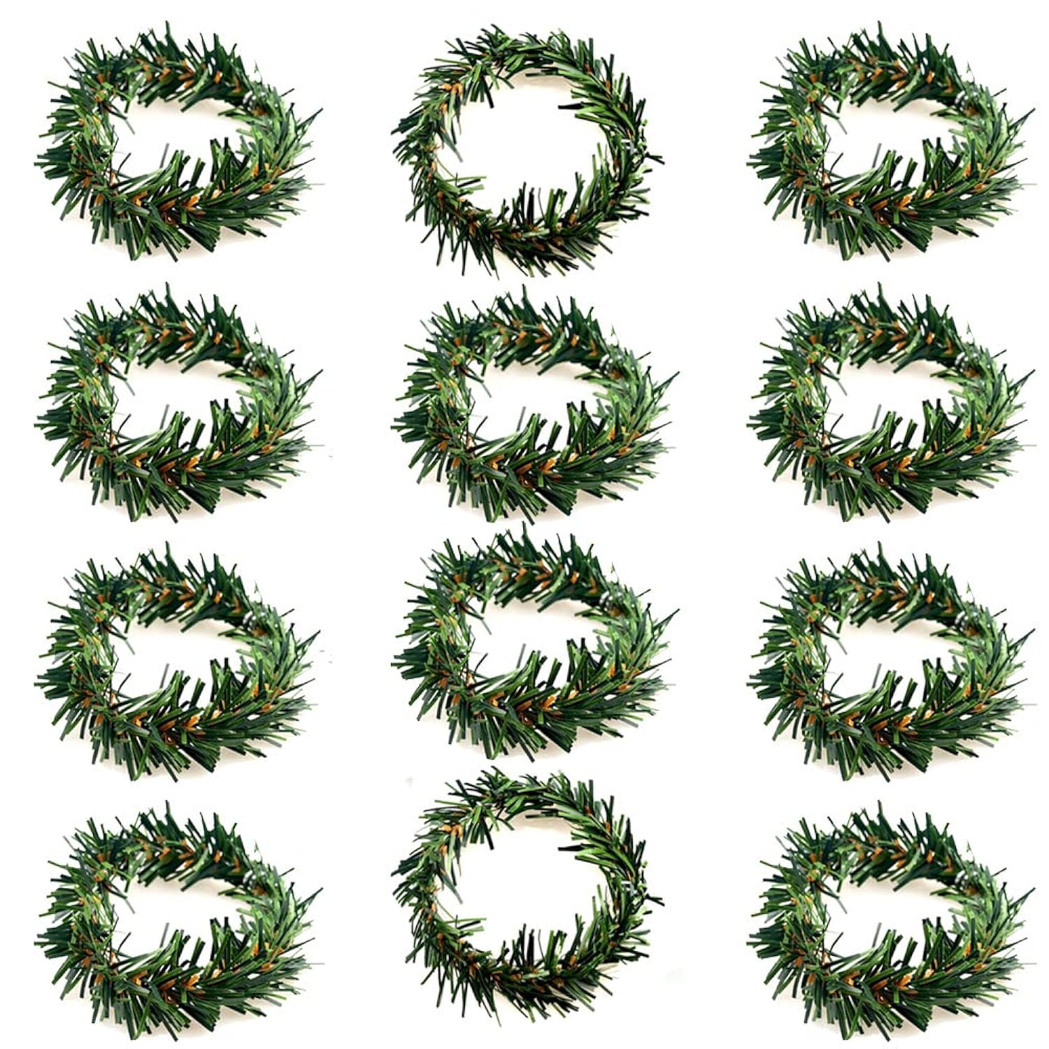 12 Pcs Christmas Napkin Rings Christmas Napkin Holder Small Artificial Pine Needles Wreath Candle Rings For Banquet Table Decorations