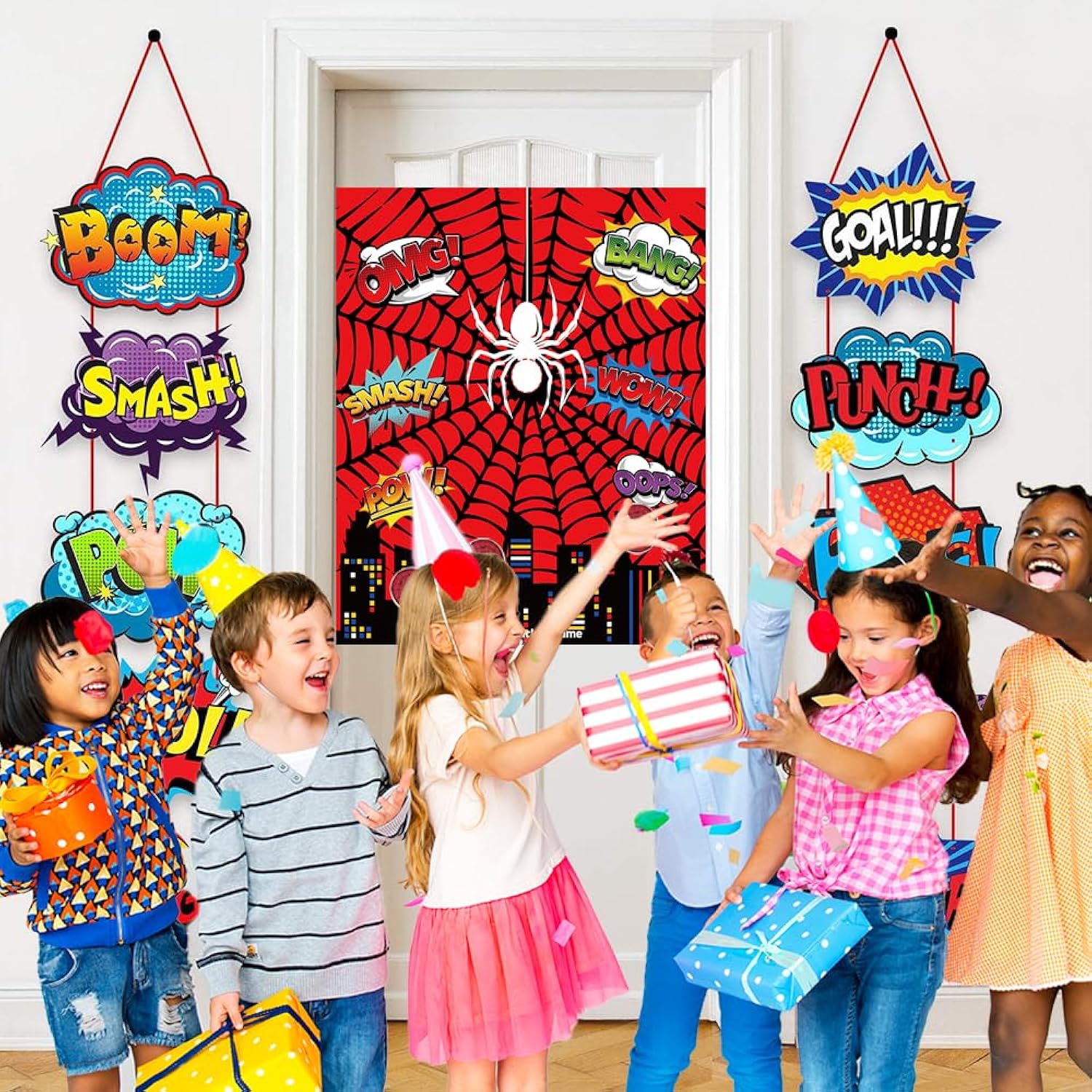 Spider Birthday Party Games Decorations, Pin The Sticker On The Spider Party Games For Kids Spider Theme Party Supplies Favors - 27 Stickers