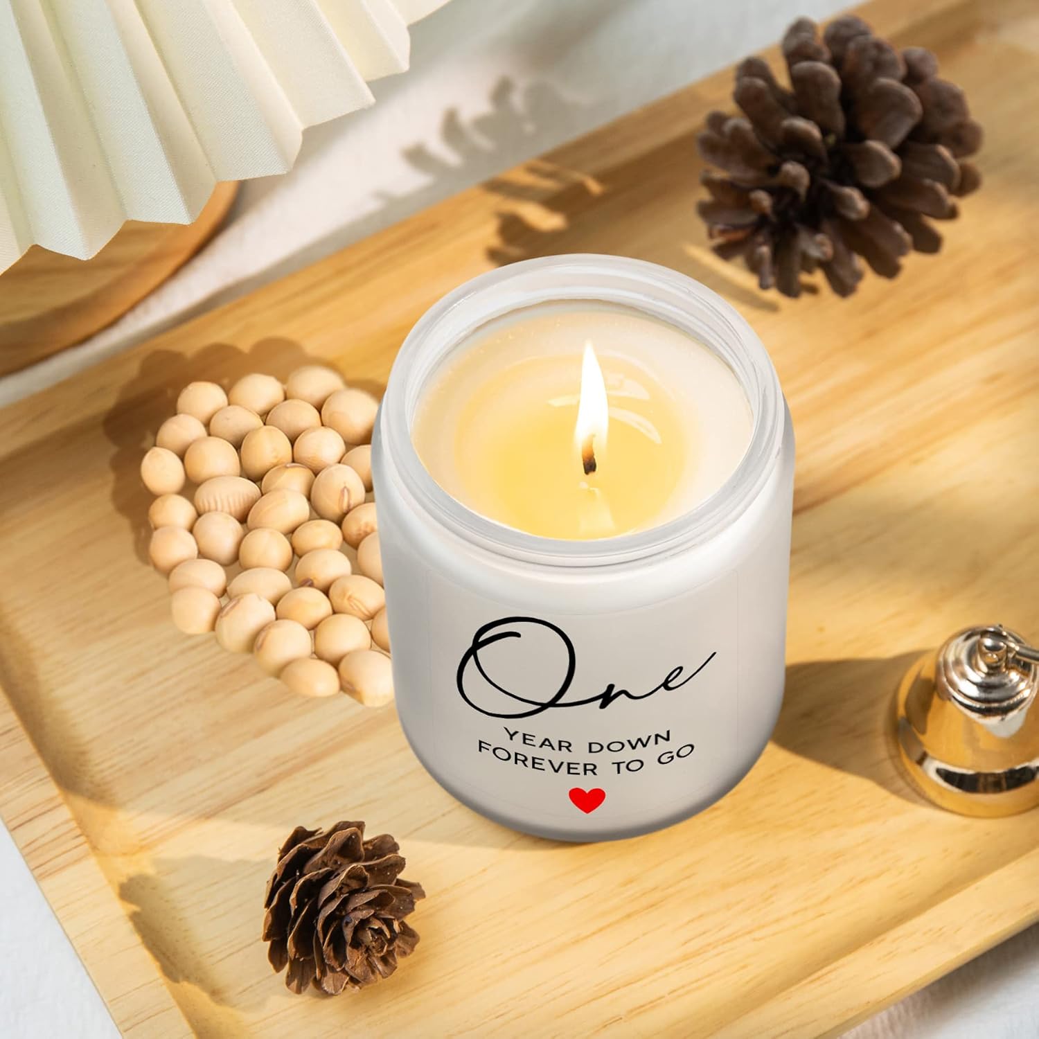 1 Year, 1Th, One Year, First Anniversary Candles Gifts For Him Her Couple- Happy Paper Anniversary Girlfriend Boyfriend Wife Husband Gifts