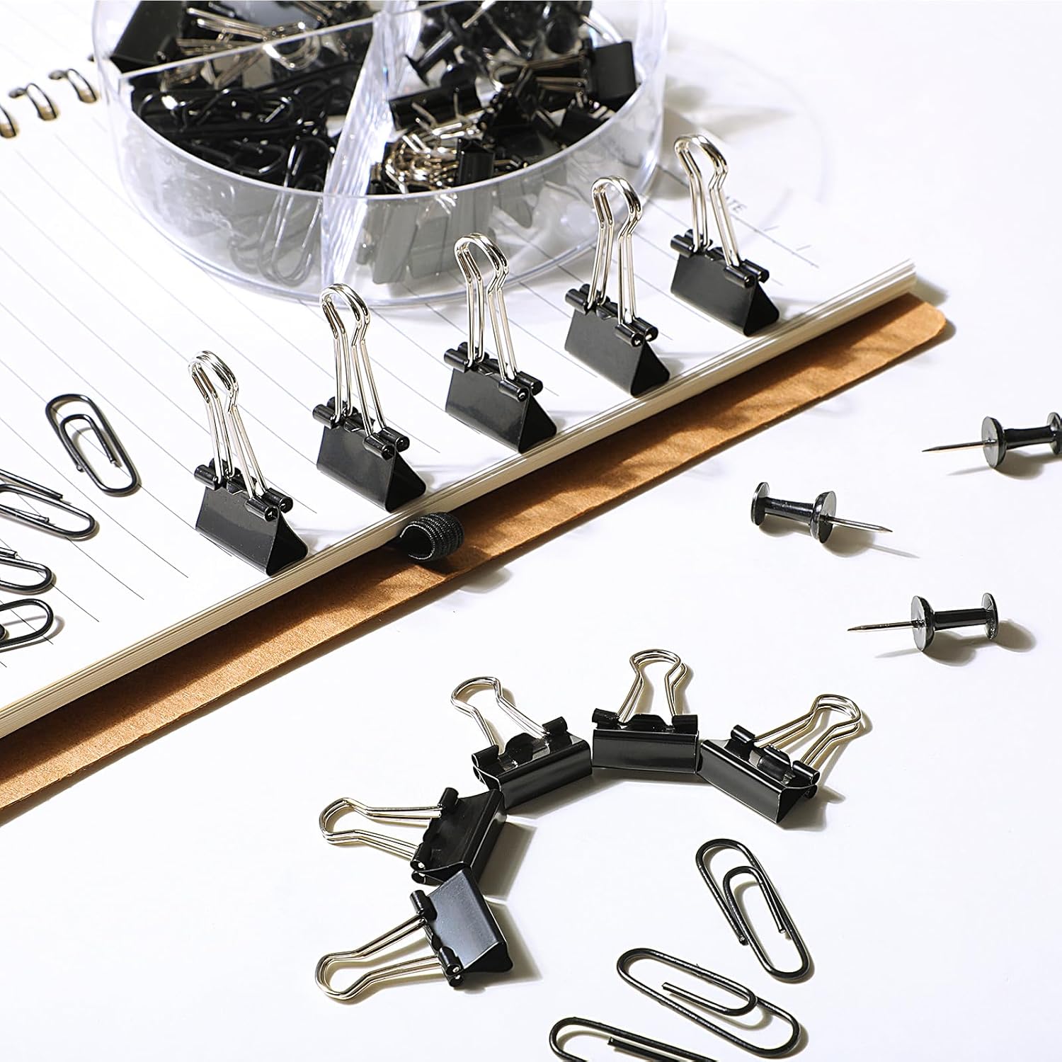 Operation Christmas 1560 Pcs Paper Clips And Binder Clips Assorted Sizes Large Medium Small Binder Clip, Paperclips For Operation Christmas Items Bulk Office Supplies(Black)