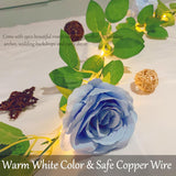 6.56Ft Artificial Rose Flower String Lights Battery Powered Flower Garland With 20 Led String Lights, Silk Rose Faux Floral Fairy Lights For Garden Table Wedding Diy Decor