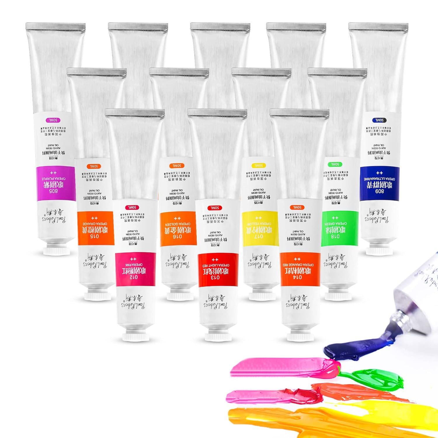 Oil Paint, 12 Neon Colors With High Saturation, 50Ml Large Tubes, Faster Drying Time, Art Supplies For Artists, Students, Beginners