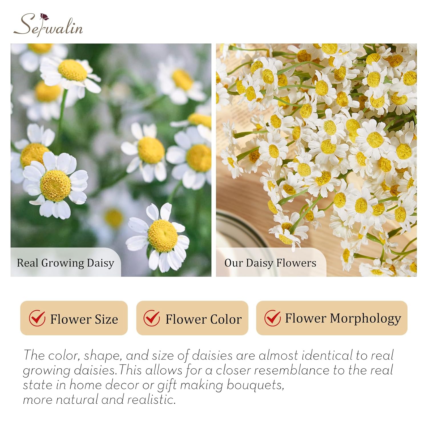 12Pcs White Daisy Flowers Artificial, Realistic Small Fake Daisies Faux Wildflower Bouquet, Arrangements For Wedding, Vase Centerpiece Table Decorations, Diy Home Party(Not Include Vase)