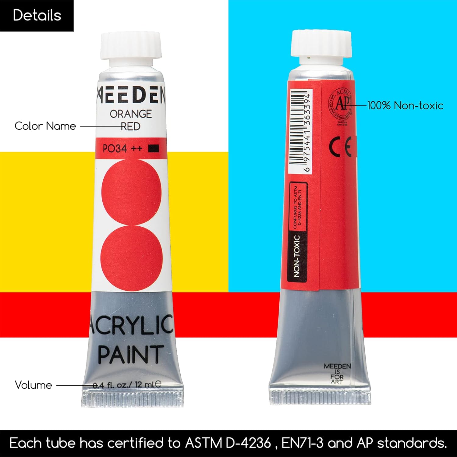 Heavy Body Acrylic Paint Sets, 100 Colors Art Paint Tubes For Canvas Wood Fabric Painting, Non-Toxic 0.41 Fl Oz /12Ml Acrylic Paints For Adults, Beginners, Students Crafts Painting