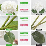 Artificial Hydrangea Flower 5Pcs 21.7 Inch Real Touch Faux Flowers Large White Fake Flower Diy Bouquet Hydrangeas With Long Stem For Home Party Wedding Centerpieces Decor