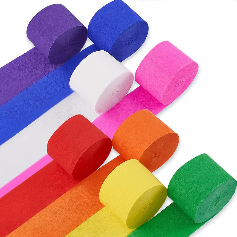 Crepe Paper Streamers 8 Rolls 656Ft, Pack Of Rainbow Color Party Strea