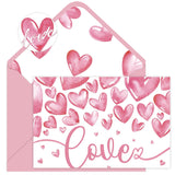 24 Pcs Valentines Heart Love Card With Envelopes, Watercolor Heart Greeting Cards Pink Valentine'S Day Blank Notecards For Anniversary Wedding Party Supplies