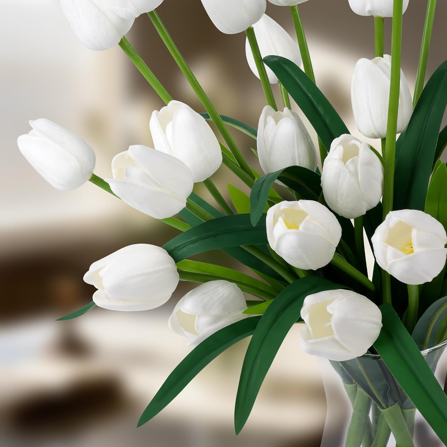 18.9 "Large White Imitation Tulip Artificial Flowers, 30-Piece Pack. Perfect For Spring Weddings, Valentine'S Day, Easter, Mother'S Day, And Elegant Home And Table Vase Arrangements.