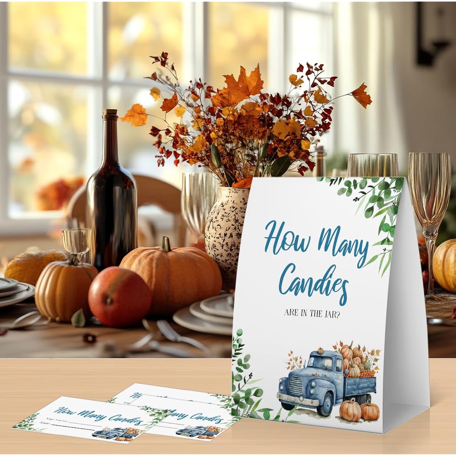 How Many Candies Game, Pumpkin Decorations Candy Guessing Game, Thanksgiving Games, Fall Baby Shower Games Getg02