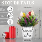 Artificial Potted Flowers 10" Tall Fake Tulips Lavender Spring Table Centerpiece Farmhouse Floral Arrangement In Vase Faux Decorative Plants For Home Office Patio Decor Easter Mother Gift