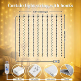 300 Led Fairy Curtain Lights, 9.8Ft X 9.8Ft Battery Operated With 8 Modes Remote Christmas Waterproof String Hanging Lig