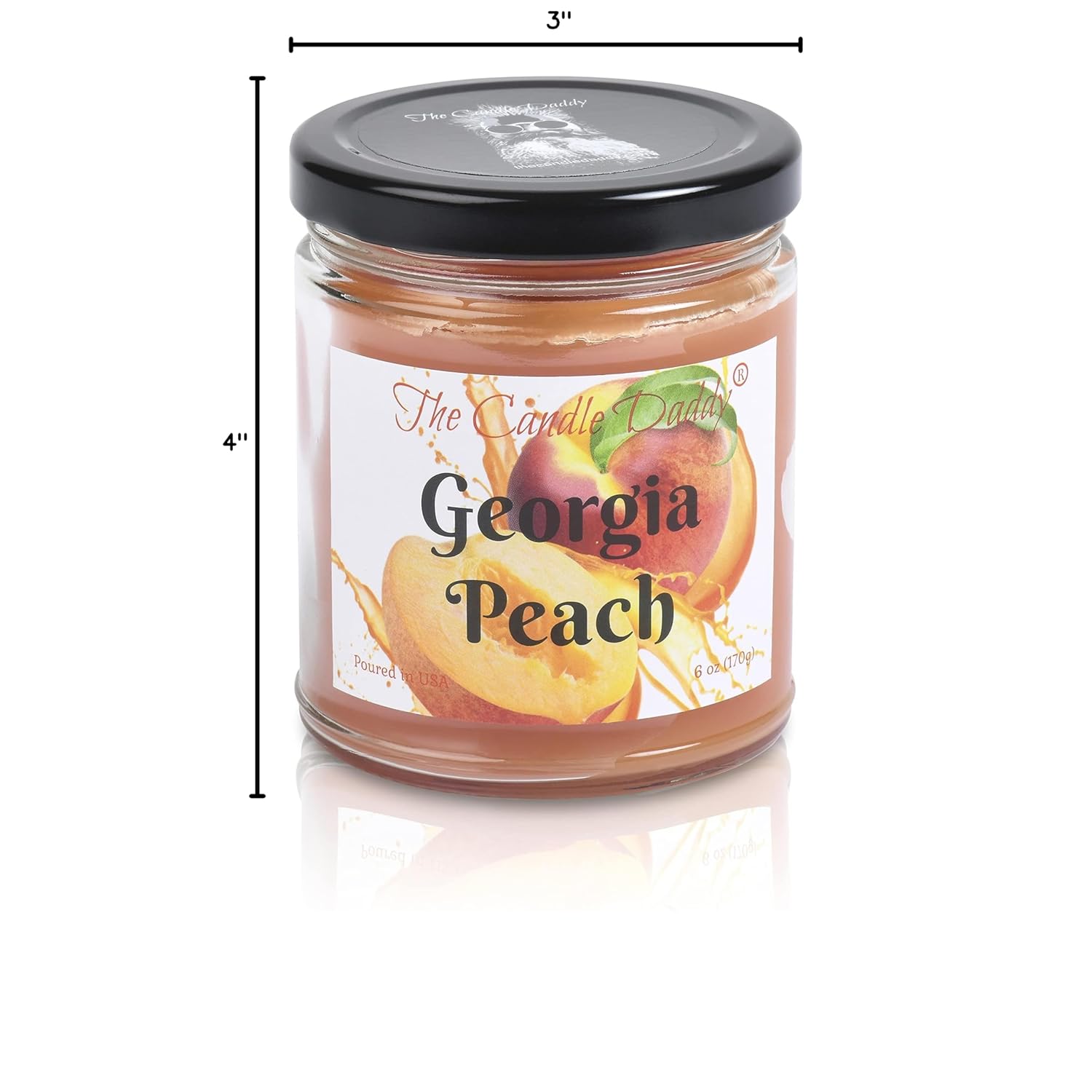 Georgia Peach - Southern Peach Fruit Scented Melt- Maximum Scent Wax Jar Candle- 6 Ounces- Gift For Women, Men, Bff, Friend, Wife, Mom, Birthday, Sister, Daughter, Anniversary