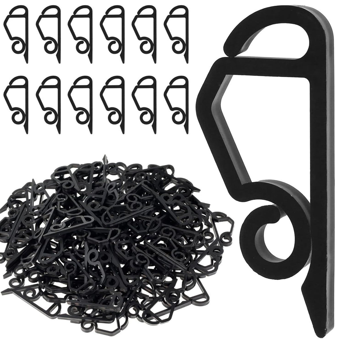 120 Pcs Christmas Light Clips Outside Gutter Hooks - Plastic Holiday Gutter Light Weatherproof Hooks For Halloween Christmas Roof Tree Hanging Outdoor Decoration String Lights (Black)