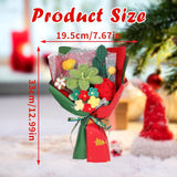 Christmas Crochet Flower Bouquet, Handmade Knitted Flowers Christmas Bouquet With Exquisite Wrap Crochet Flower Arrangements For Xmas Home Party Holiday Decor