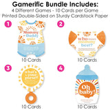 Big Dot of Happiness Here Comes The Son Baby Shower Game Bundle Pack, 4 Boy Boho Party Activities (10 Cards Each) - Who Knows Mommy Best, Mommy or Daddy Quiz, What’s in Your Purse and Oh Baby
