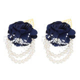 Rose Bridesmaid Wrist Flower, 2 Pack Artificial Rose Flower Wrist Corsage Bride Wrist Corsage For Wedding Party Ceremony, Navy Blue
