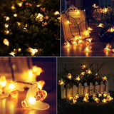 31FT Solar Bee String Lights 50 LED Honeybee Fairy Lights Outdoor Waterproof with 8 Lighting Modes Warm White Decorative Lights for Garden Patio Yard Wedding Party Decor