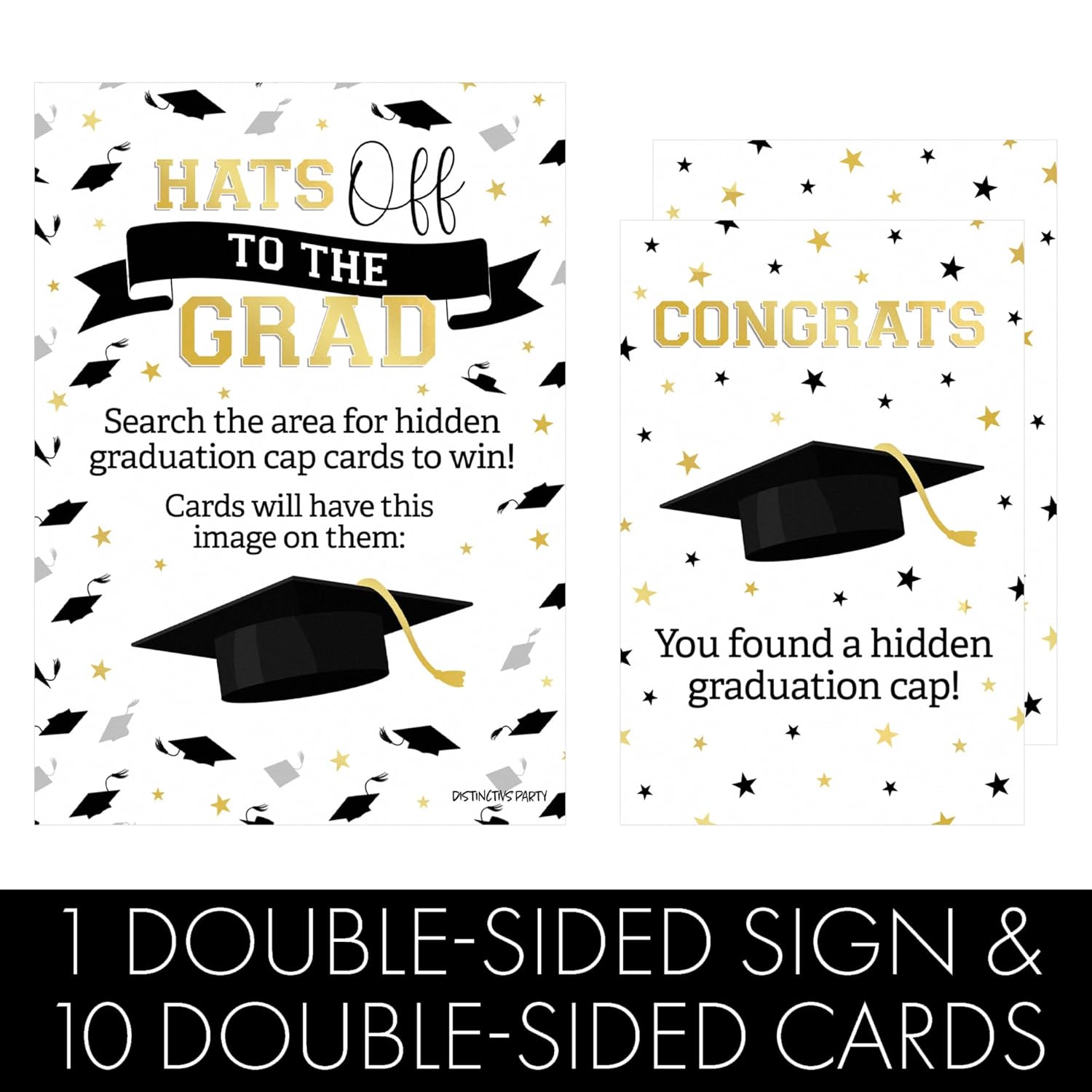Grad Game Scavenger Hunt, Graduation Party Games - Class Of 2025 Party Idea - 1 Freestanding Sign And 10 Cards To Hide