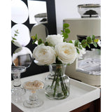 Artificial Flowers With White Roses In Vase, Fix Lifelike Fake Flowers In Vase With Artificial Water, Faux Flower Arrangements For Dining Table Centerpiece Decor