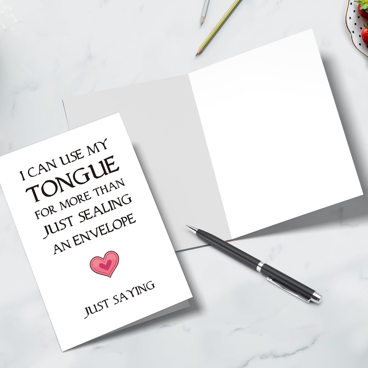Rude Birthday Card Gifts For Him Boyfriend Fiance, Funny Anniversary Card To Husband, I Can Use My Tongue For More Than Just Sealing An Envelope Just Saying
