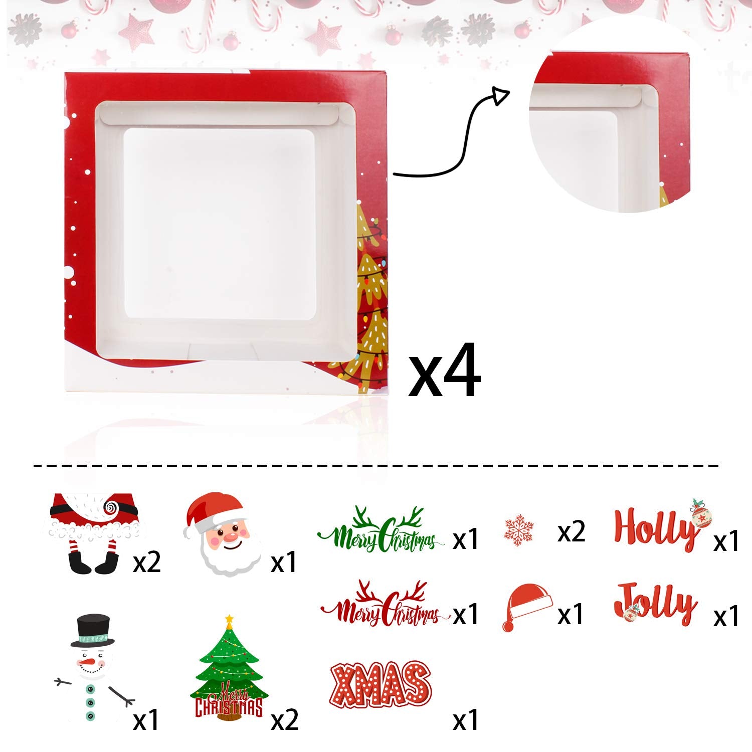 4Pcs Merry Christmas Balloon Boxes Party Decorations - Perfect For Christmas New Year Holiday Fun Quick Party Decorations Gift Sign.