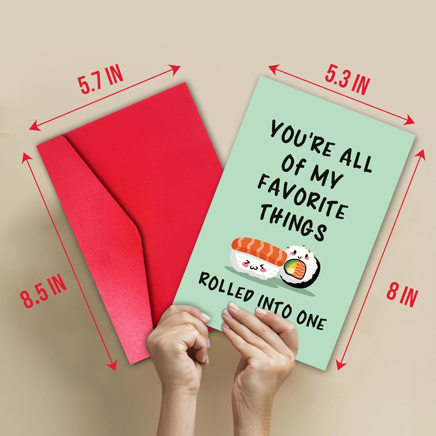 Funny Sushi Valentine'S Day Card For Husband Wife,Cute Valentine'S Day Cards For Men Women,Sweet Valentines Day Card Gift For Boyfriend Girlfriend,Envelope Included.